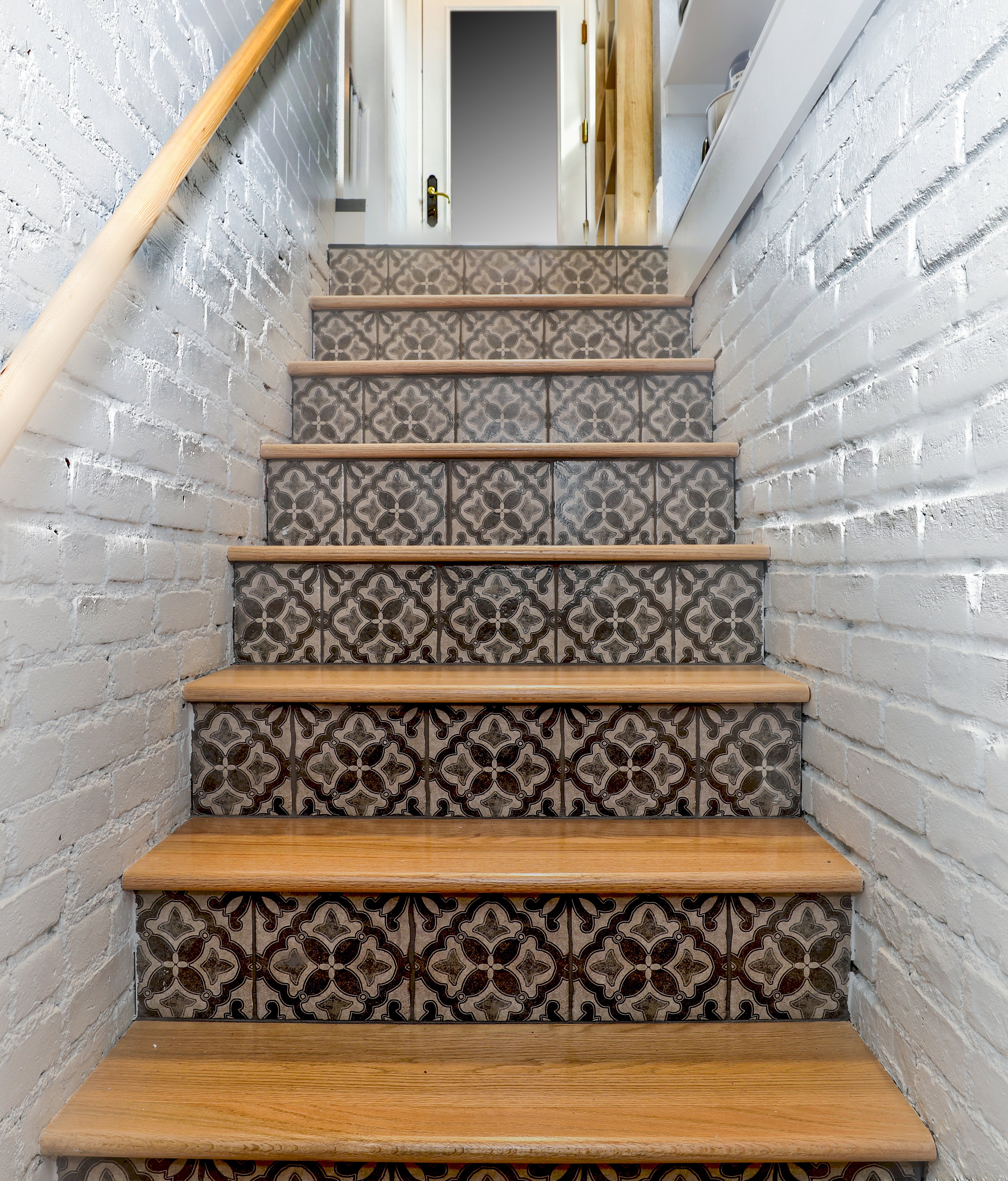 stairs with unique tile pattern